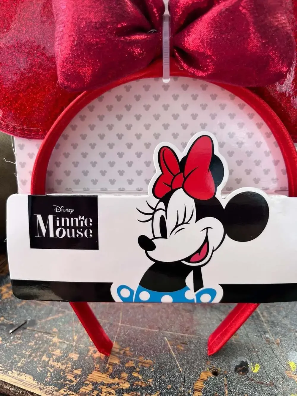 Disney Minnie Mouse Red Glitter Bow Headband